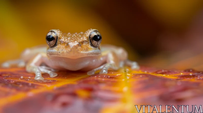 Brown Frog on Vibrant Red Leaf: Captivating Nature Close-Up AI Image