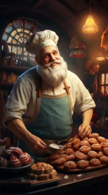Captivating Portrait of an Elderly Man Cooking | Photorealistic Cityscape