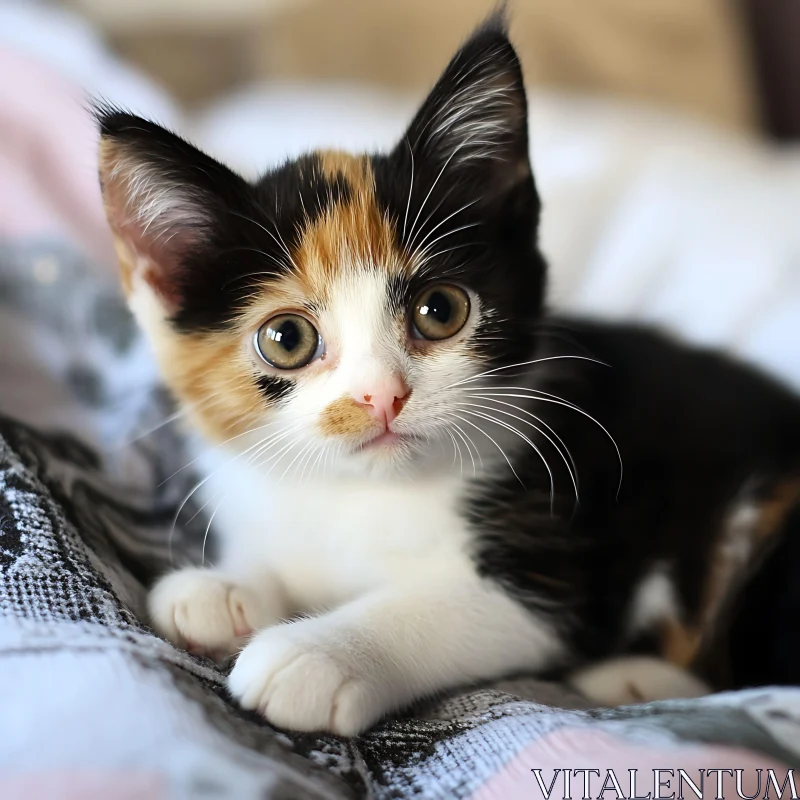 Charming Calico Kitten Close-Up