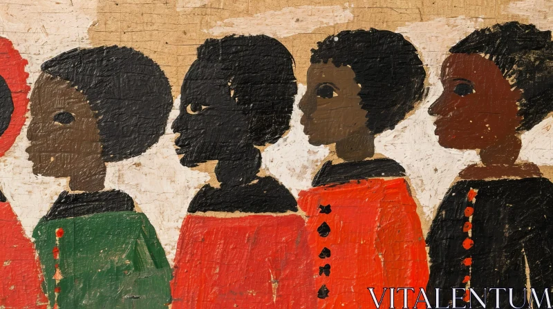 Four African American Men Painting | Folk Art Style AI Image