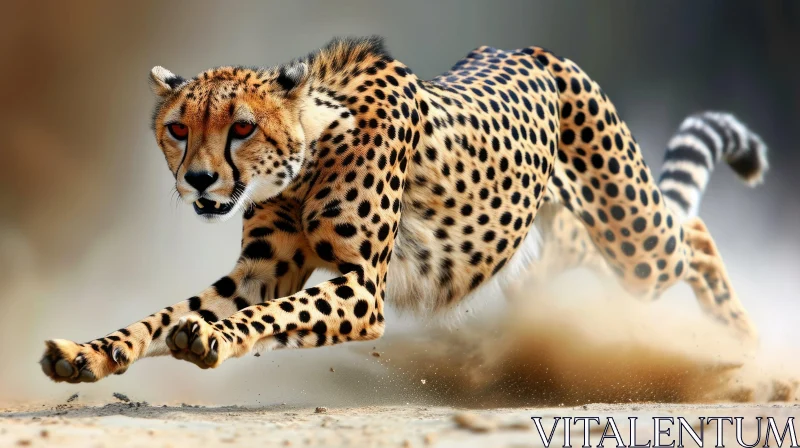 Graceful Cheetah Running in the Desert | Striking Wildlife Photography AI Image
