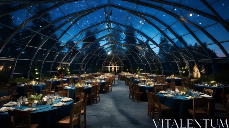Romantic Starry Sky Wedding in a Glass Atrium AI Image