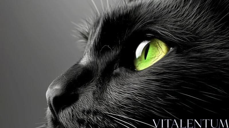 Serious Black Cat Close-up AI Image