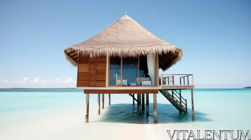 Tranquil Maldives Villa with Thatched Roof | Soft Atmospheric Perspective
