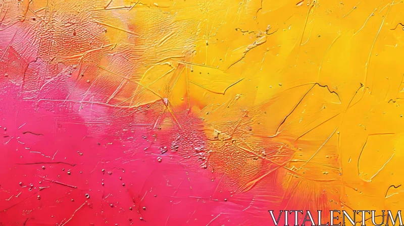 Vivid Abstract Painting in Yellow and Pink AI Image