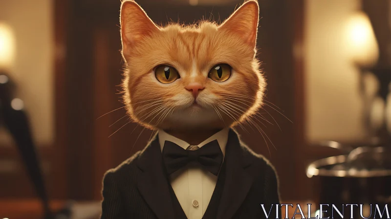 Ginger Cat in Formal Attire AI Image