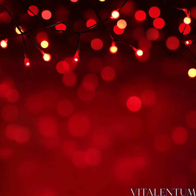 Enchanting Red Bokeh Lights AI Image