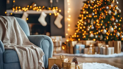 Festive Holiday Decor in a Warm Living Room