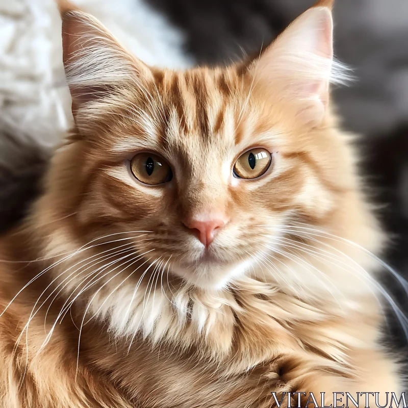 Ginger Feline Beauty in Close-Up AI Image