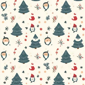 Festive Penguin and Snowflake Christmas Pattern