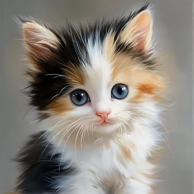 Cute Calico Kitten Painting