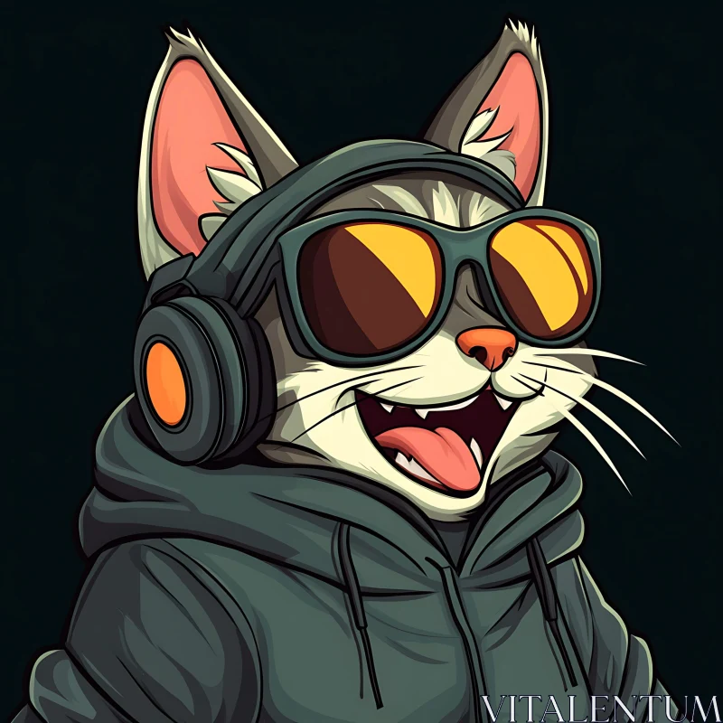 Stylish Cat in Hoodie AI Image