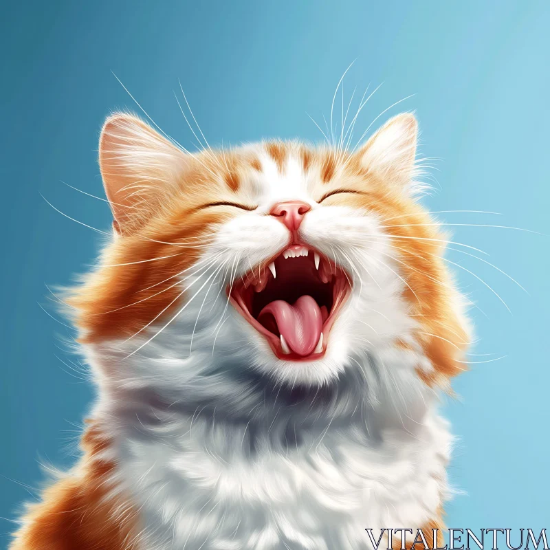 Cheerful Cat with Open Mouth and Tongue Out AI Image