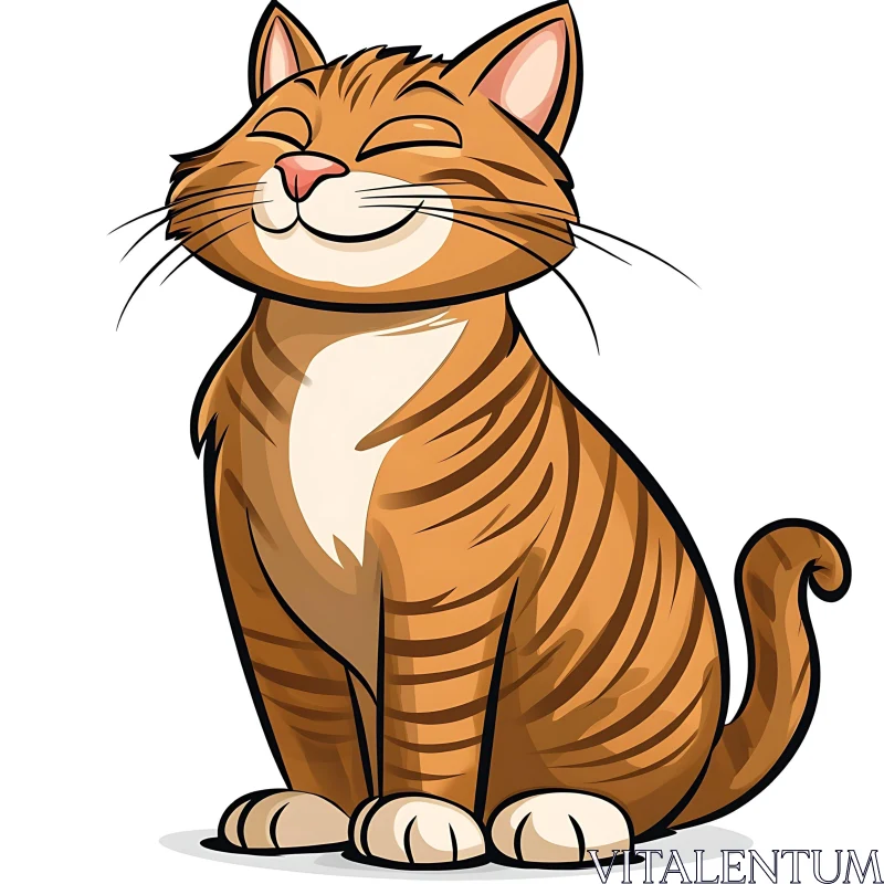 Happy Orange Tabby Cat Drawing AI Image