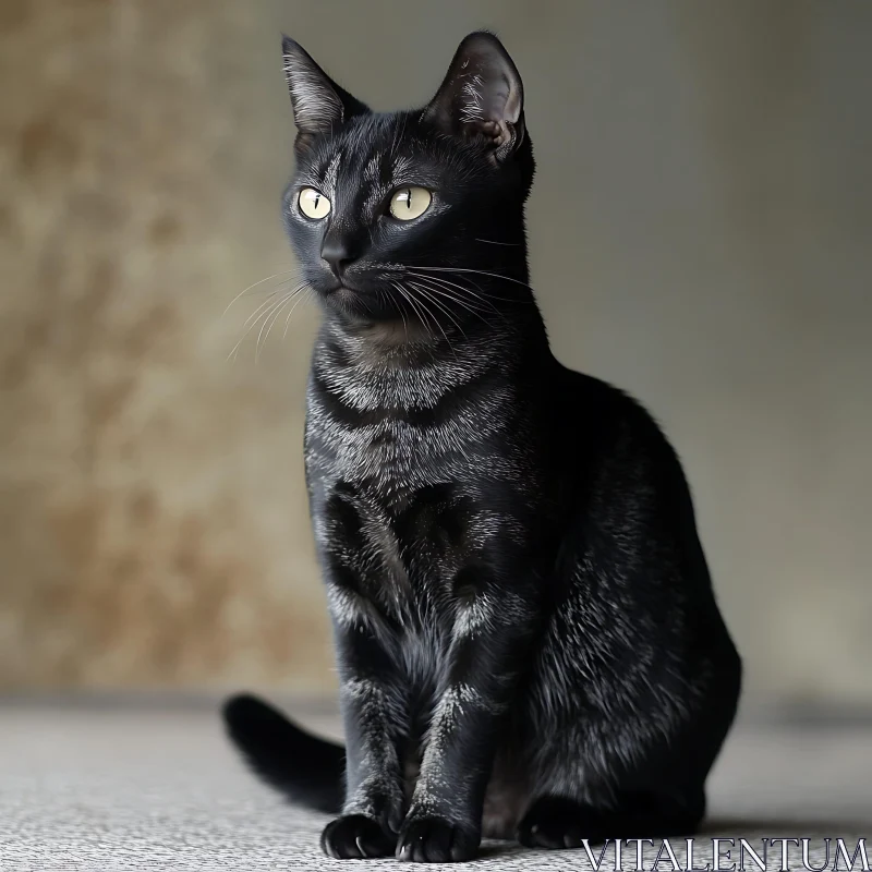 Elegant Black Cat AI Image