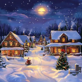 Night in a Snowy Christmas Village