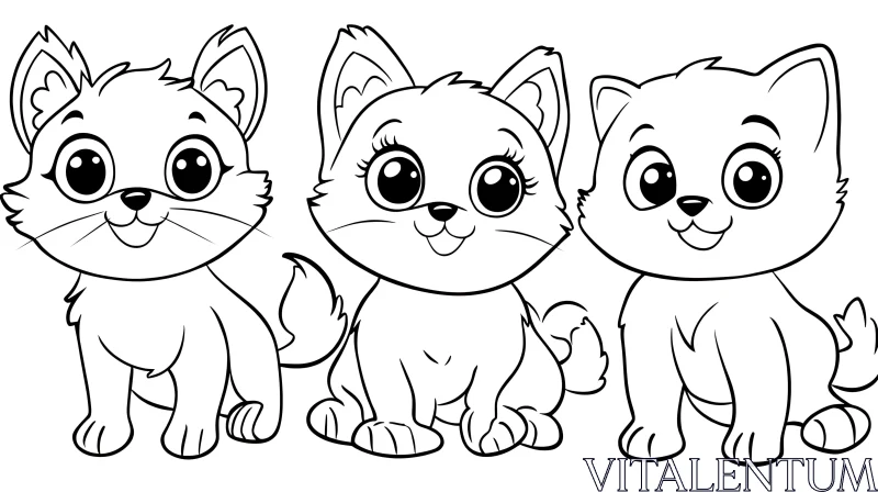 AI ART Cute Kitten Cartoon Drawing