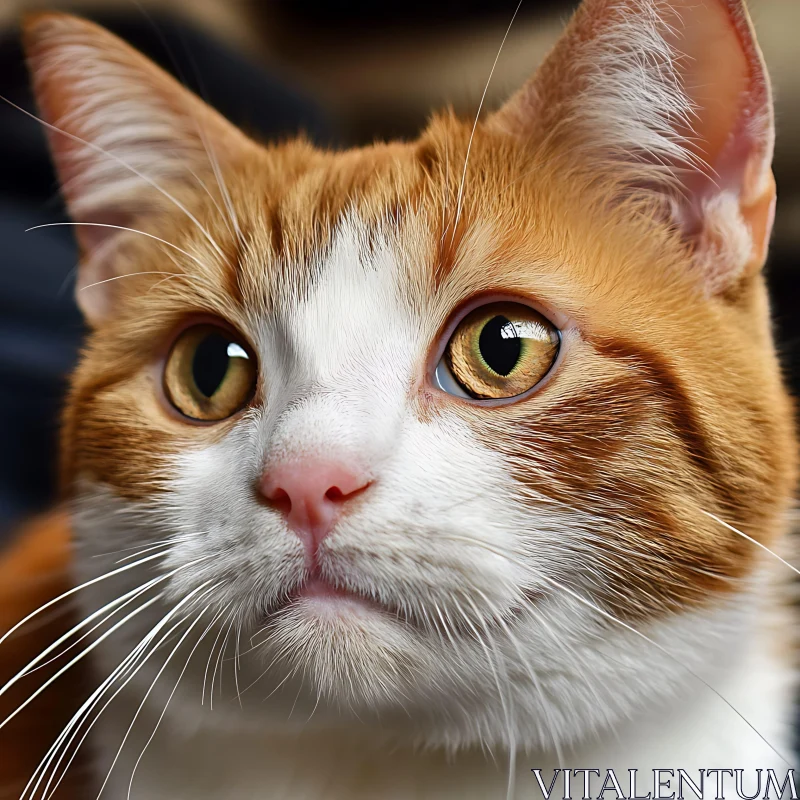 Detailed Portrait of a Ginger and White Cat AI Image