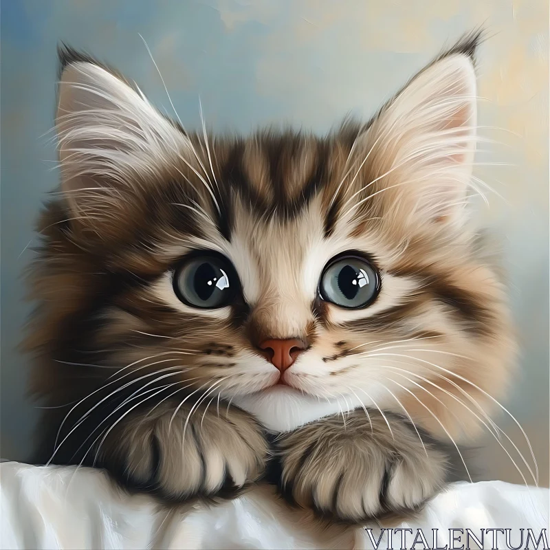 Close-up of a Cute Fluffy Kitten AI Image