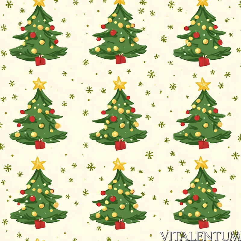 Holiday Themed Christmas Tree Pattern AI Image