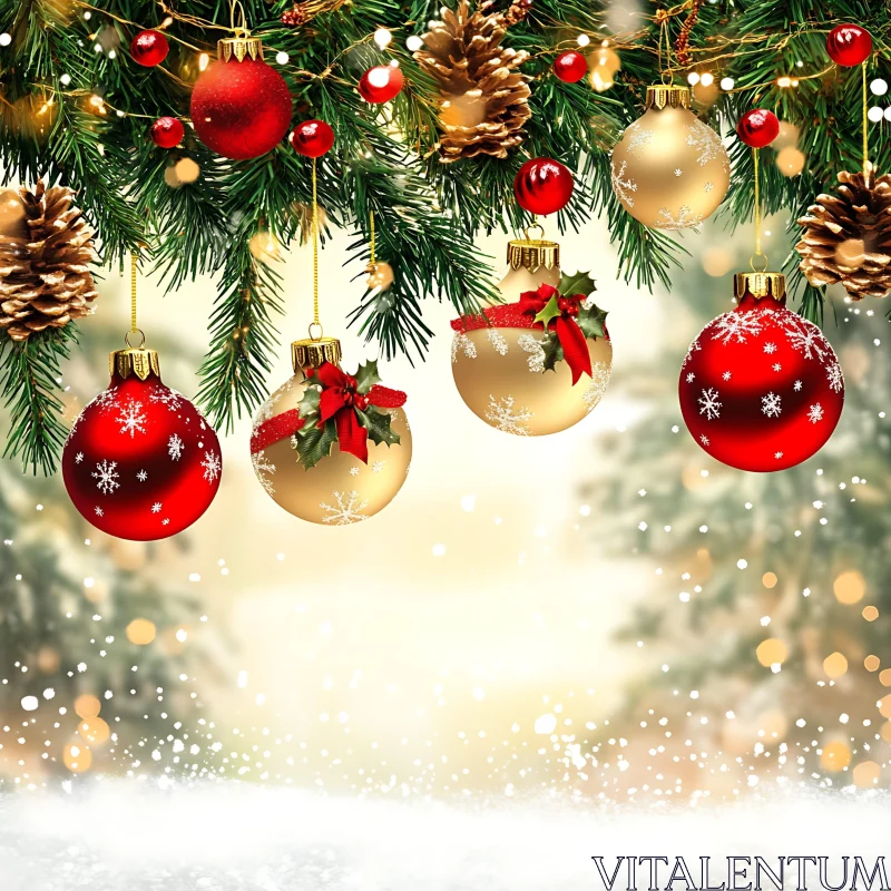 Festive Christmas Decorations AI Image