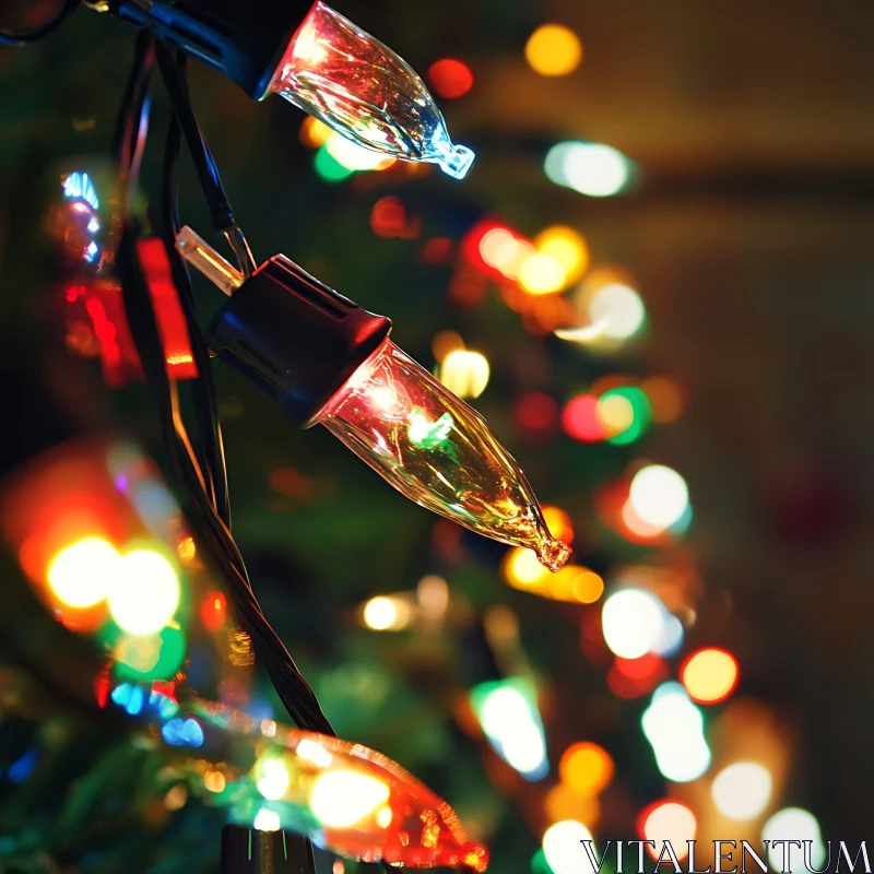 Holiday Decor: Illuminated Christmas Lights AI Image