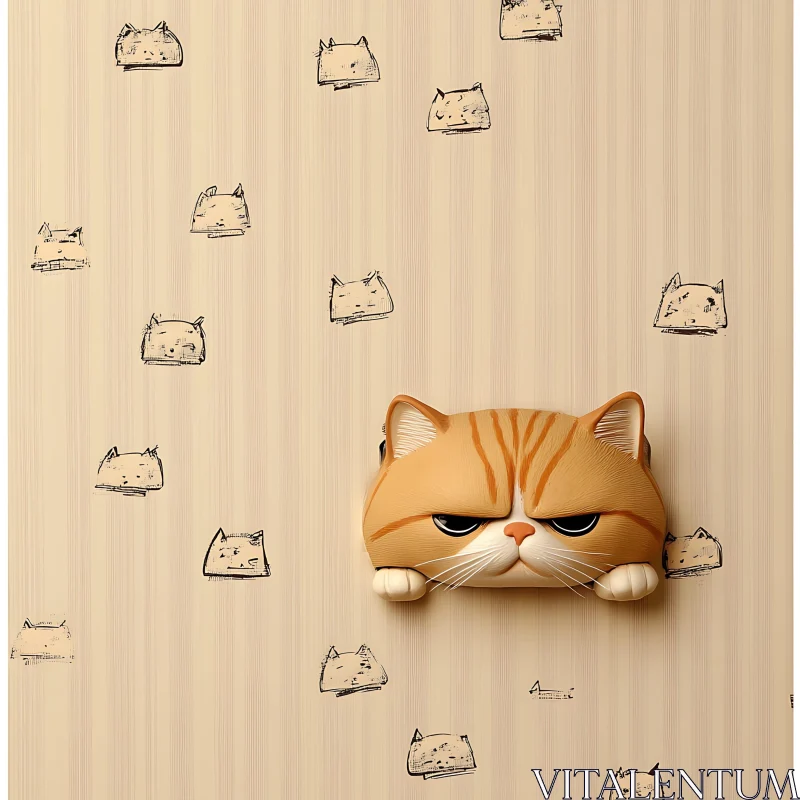 AI ART 3D Grumpy Cat Art with Cat Head Wallpaper Design