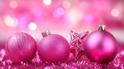 Festive Pink Baubles and Star Ornament