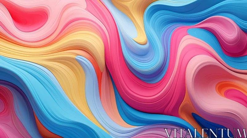 AI ART Abstract Wavy Pattern Artwork in Pink, Blue, Yellow, and Orange