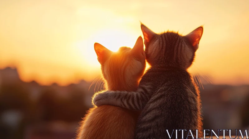 AI ART Kittens Embracing in the Golden Hour