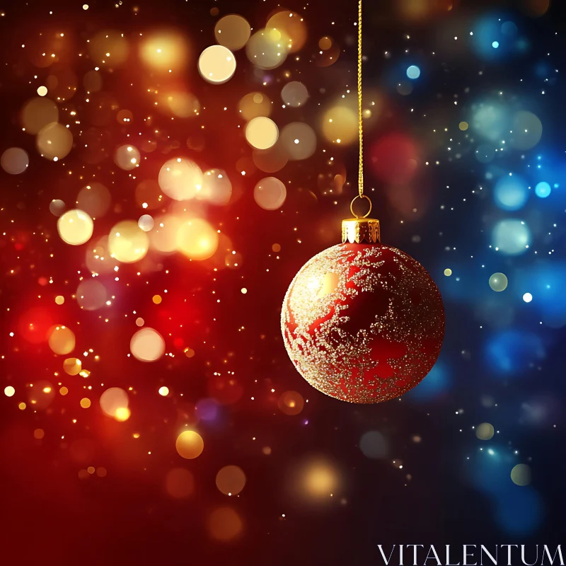 Red and Gold Christmas Ornament AI Image