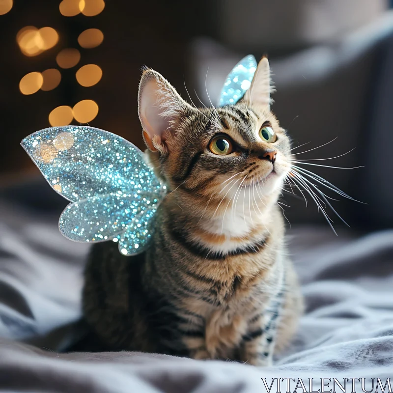 Tabby Cat in Enchanting Fairy Costume AI Image