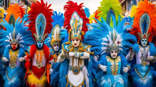 Colorful Costumed Characters in a Spectacular Parade | Vibrant Carnival Image