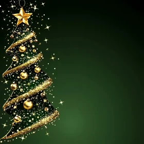 Festive Holiday Tree Adorned with Gold Decorations