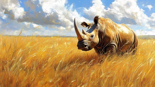 Wildlife Painting of a Rhinoceros