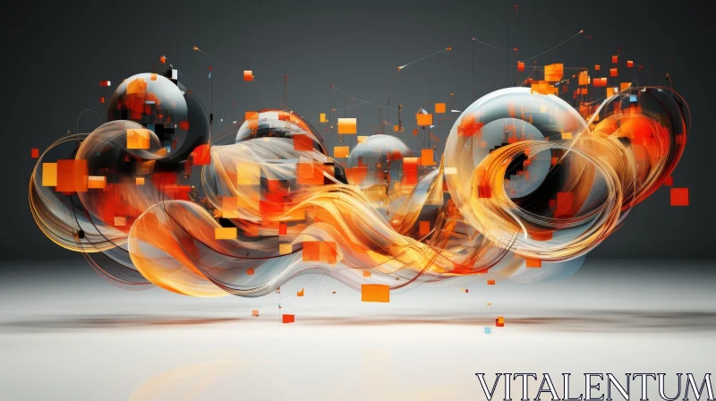 Futuristic Abstract 3D Composition with Spheres and Lines AI Image