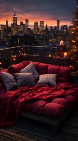Night Lights and a Red Futon: A Dreamy and Romantic Composition