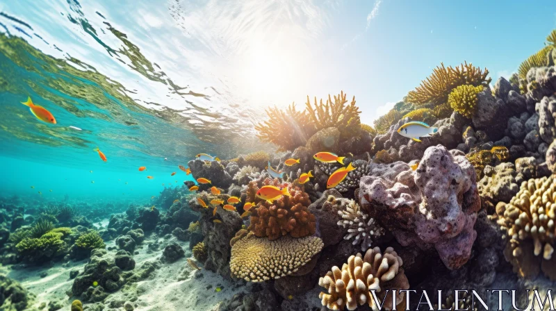 Sunlit Coral Reef: A Captivating Underwater Composition AI Image