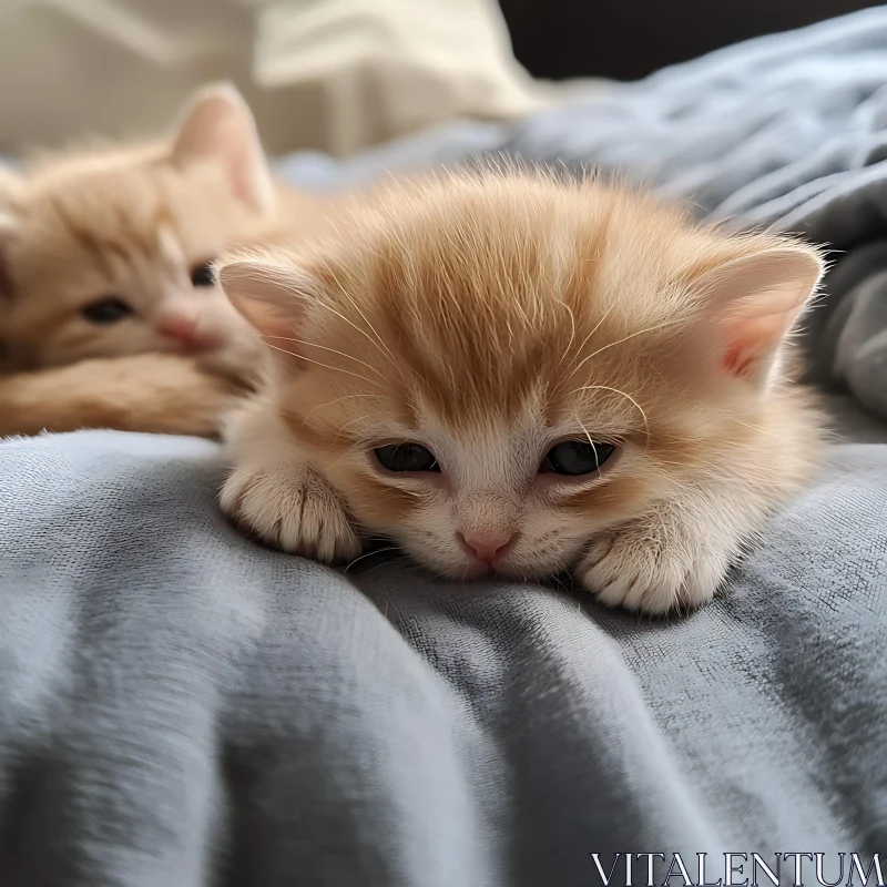 Cute Kittens Lounging Peacefully AI Image