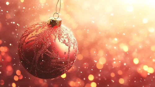 Festive Red Christmas Decoration with Bokeh Background