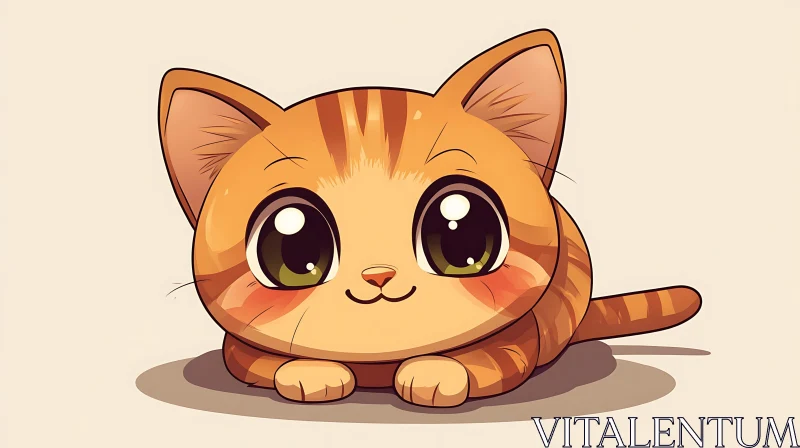 Charming Cartoon Kitten Illustration AI Image