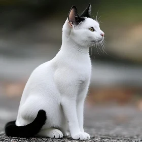 White Cat with Black Markings Portrait