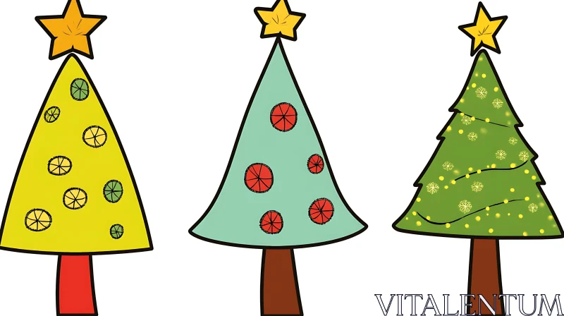 Holiday Christmas Tree Decorations Illustration AI Image