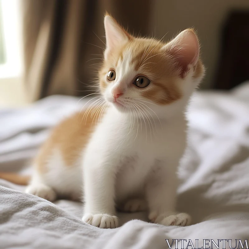 Curious Orange and White Kitten AI Image