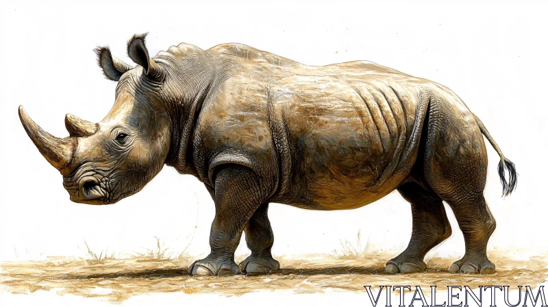 Majestic Rhinoceros in Detailed Illustration AI Image