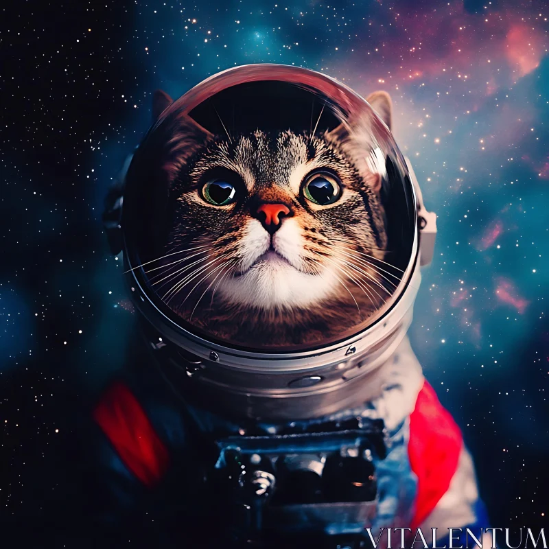 Space Cat with Astronaut Helmet AI Image