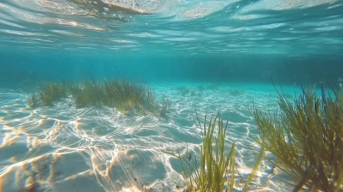 Underwater Scene with Seagrass and Sunlight