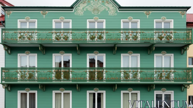 AI ART Charming Residential Building Facade with Floral Ornaments