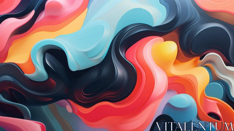Fluid Abstract Painting in Vibrant Colors AI Image