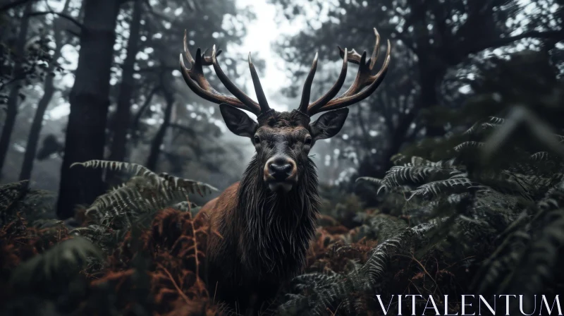 Majestic Red Deer in Enchanting Forest - Captivating Wildlife Photography AI Image